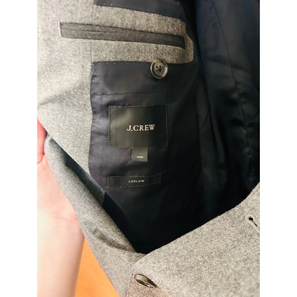 J.Crew Ludlow Blazer Sportscoat 40R Grey Vitale Barberis Canonico 100% Wool